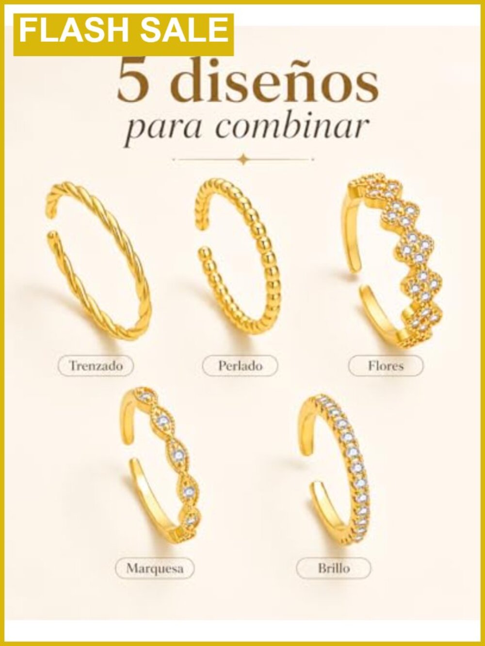 Stackable Rings Set for Women Non Tarnish Adjustable Open Midi Stacking Rings - Picture 4 of 6